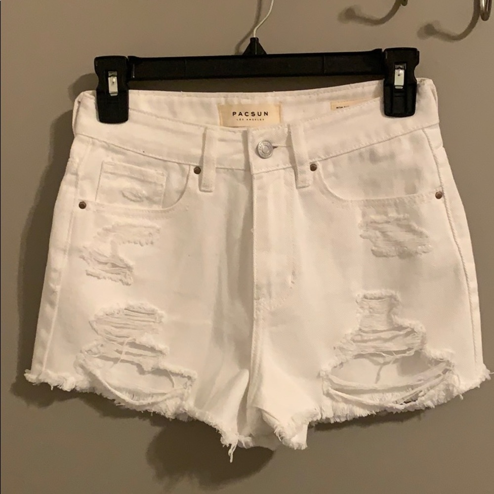 White high waisted jean shorts